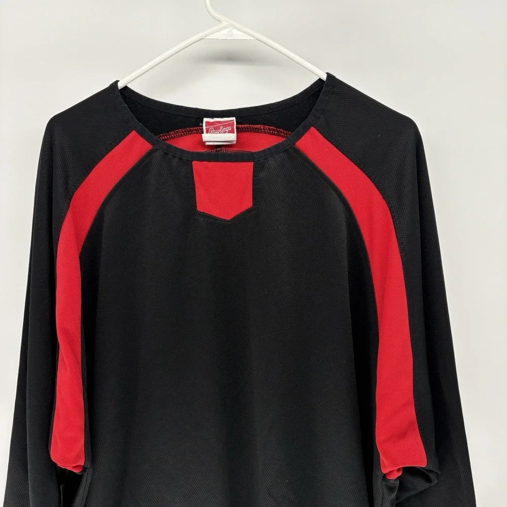 Vintage 90s Rawlings Black and Red Warm Up Jersey Performance Baseball Men XXL